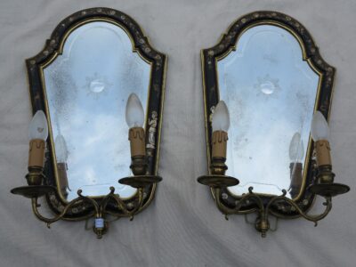 1950 ' Sconces Pair laqued wood chinese decor