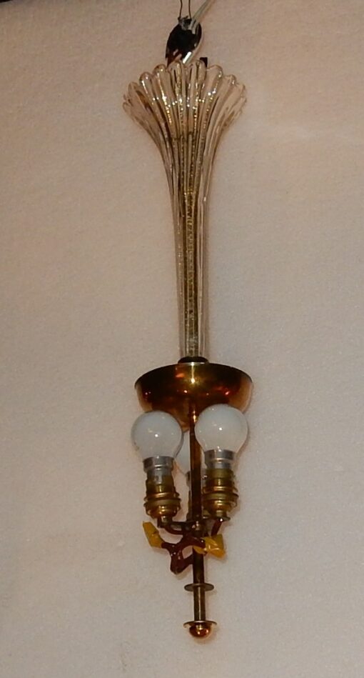 1950/70 Chandelier Murano Crystal and Gold Inclusion, Pineapple Form by  Barovier & Toso - Image 2