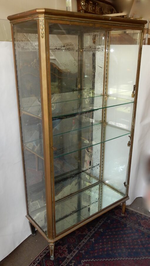 1900' Vitrine en Laiton de Style LXVI Signée Muller Paris