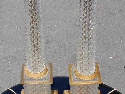 1950-70 'Pair Of Empire Style Lamps Crystal And Bronze Style Maison Charles