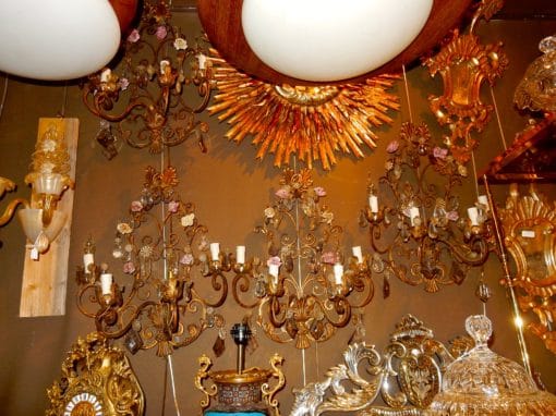 1900' Series of 4 Wall Lamps has 4 Arms of Light N3 With Ceramic Flowers - Image 8