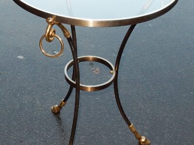 1970/80 Pedestal in Gilt and Silvered  Bronze with Top in Glass Maison Charles