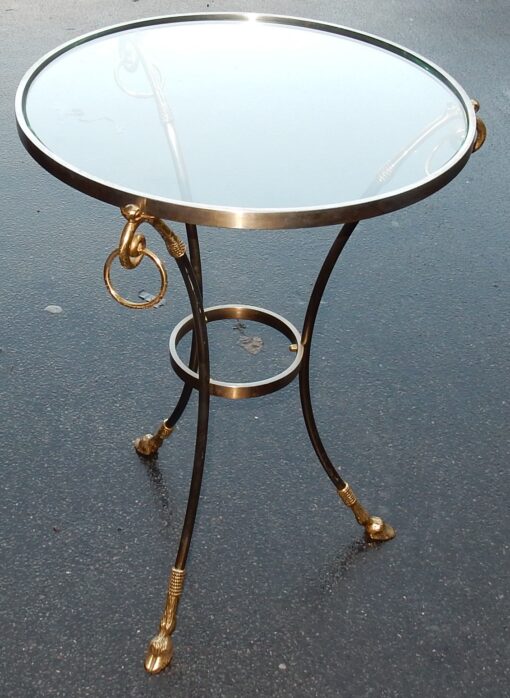 1970/80 Pedestal in Gilt and Silvered  Bronze with Top in Glass Maison Charles