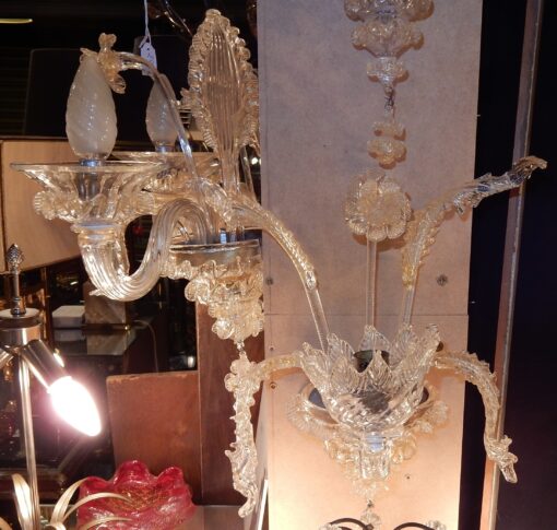 1950' Sconces Pair, 1 Arm Murano Crystal With  Gold - Image 6