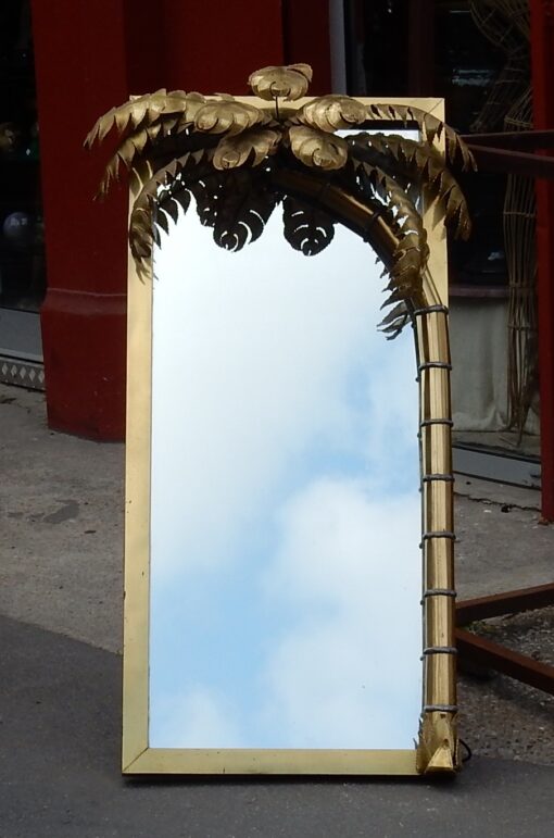 1970 ' Original Mirror Maison Jansen with Palm Illuminating Single Piece by Barbier