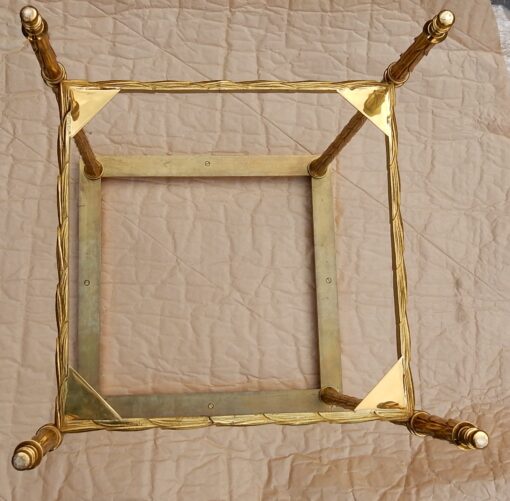 1950/70' Paire de Bouts de Canapés  en Bronze Doré Décor Palmier Maison Charles 35 X 35 cm – Image 2