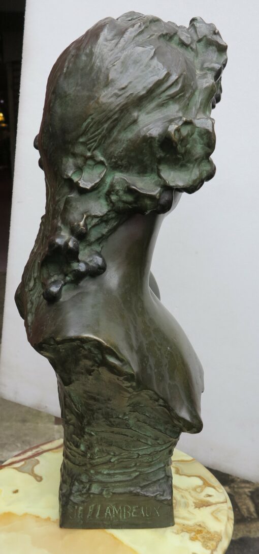 1900, Jef Lambeaux Bronze Dark Patined Woman's Bust - Image 5
