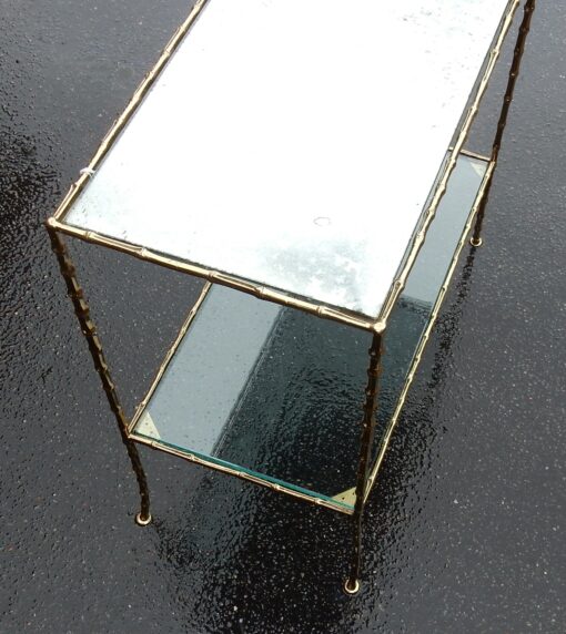1950/70' End of Sofa in bronze Maison Bagués Bamboo Model with Tops in Oxyded Silvered Miror 65X31X H 59 cm - Image 6