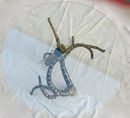 1950/70' Table Bamboo Deco Has the Bronze Cicada with Blue Agates style Duval Brasseur Enlightening - Image 3