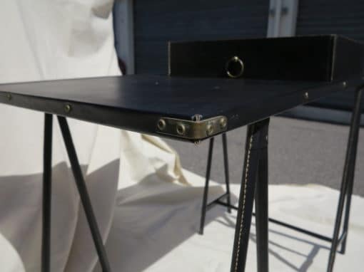 Desk  leather tréteaux style Jacques Adnet skaï 1950/70 - Image 7