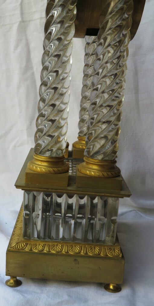 1830' Clock Portico Charles X Crystal Baccarat and Golden Bronze - Image 3