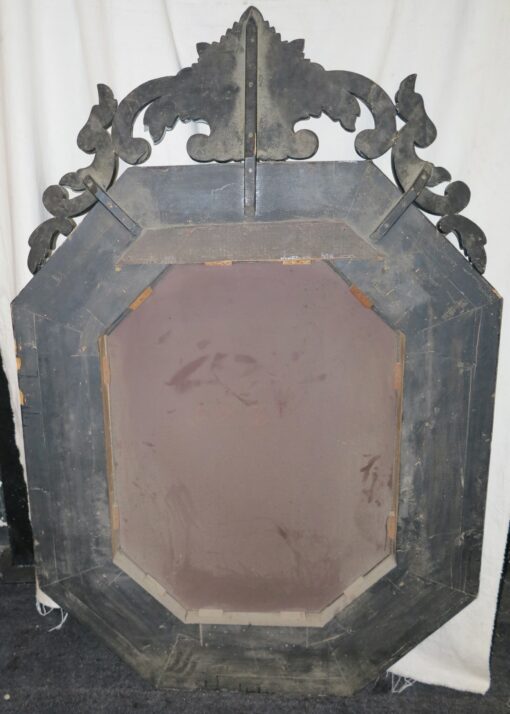 Miroir Venise Octogonal à Fronton Tain Mercure avec Fleurs Gravées – Image 7