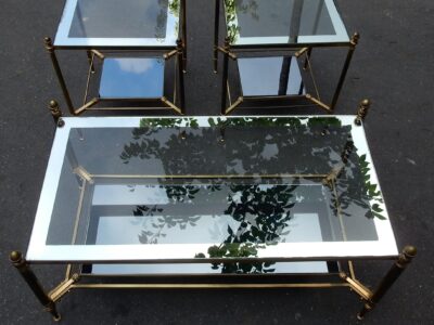 1970' Coffee Table Scraps, Style Maison Jansen, Brass and Gilded Bronze