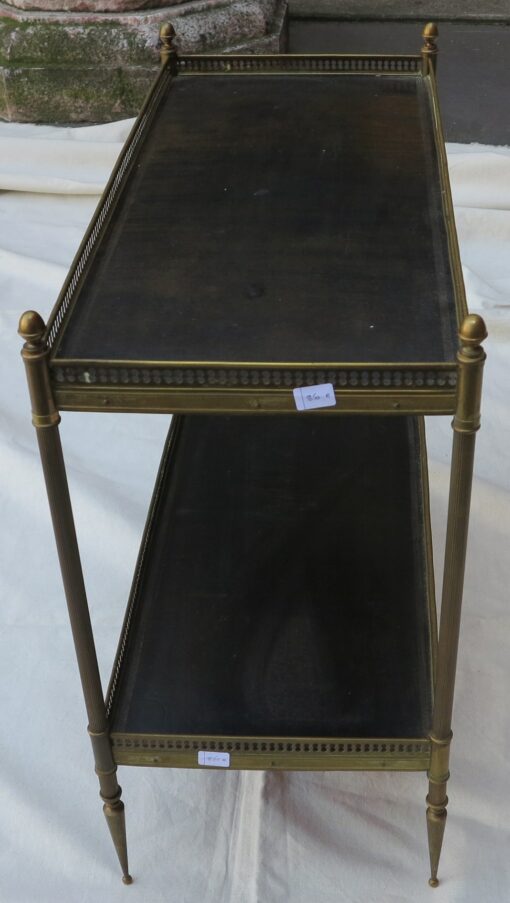 1950/70' Shelf in brass with gallery Maison Bagués 2 tray with black leather - Image 3