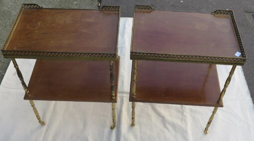 Side table pair has castors in brass with gallery Maison Bagués - Image 8