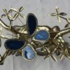 1970' Lighting Coffee table in the Bonsai on golden bronze sand dune Willy  Daro or Duval Brasseur with butterfly in bronze  and fly in blue agate