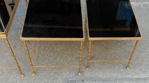 1950/70' Series of 3 Gigognes Tables Model Bamboo with Feet Maison Bagués - Image 4
