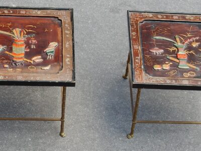 1950/70'  Pair of End of Sofa in the Style of Maison Baguès Lacquer of China 42 X42 cm