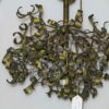 1900'  Ball of Mistletoe Art Nouveau Bronze has 5 Bulbs and Pearls Opaline 50 Diameter - Image 6