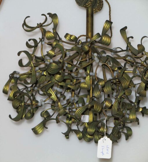 Lustre boule de gui en bronze art nouveau a 5 lampes  diametre 50 – Image 6