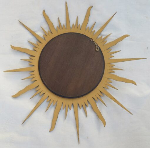 Miroir soleil convexe cadre bois doré feuilles d or 78 cm de diamétre – Image 5