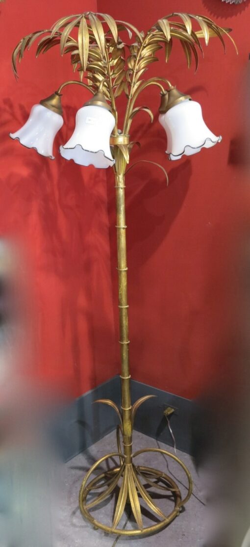 Floor Lamp bamboo golden iron 1970