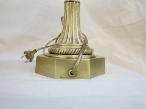 Pair of bronze lamps and egg amber way signed  Charles - Image 4