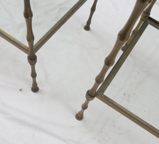 70' Pair  of end of sofa Maison Bagués Bamboo model with tops in glass - Image 7