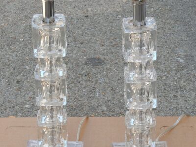 1970/80' Paire de Lampes en Verre de  Style Design