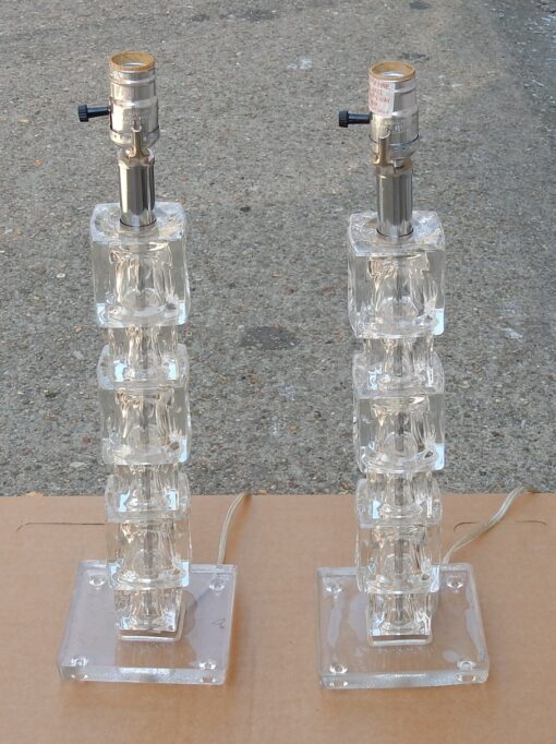 1970/80' Paire de Lampes en Verre de  Style Design