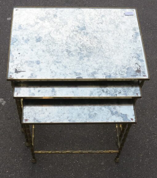 1950/70 Série de 3 Tables Gigognes Modèle Bambou avec Pieds Maison Baguès