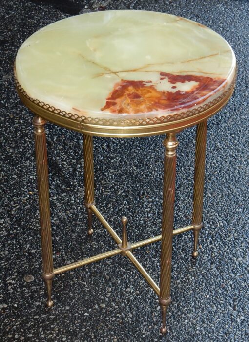 1950/70 'Pedestal Brass Gallery Openwork Style Maison Bagues Onyx Tray