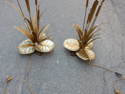1970' Paire de Lampes aux Roseaux Style Maison Jansen Laiton – Image 2