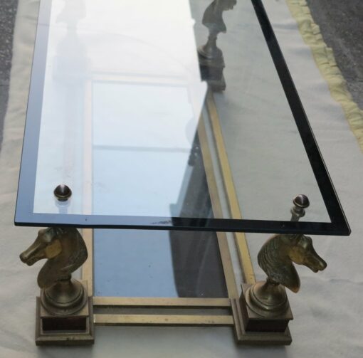 1950/70 Coffee table horses heads in the Style of Maison Charles plated feet to wallnut - Image 3