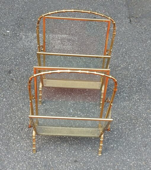 1950/70' Paire de Porte Revues Style Maison Baguès Modèle Bambou en Laiton Poli – Image 2