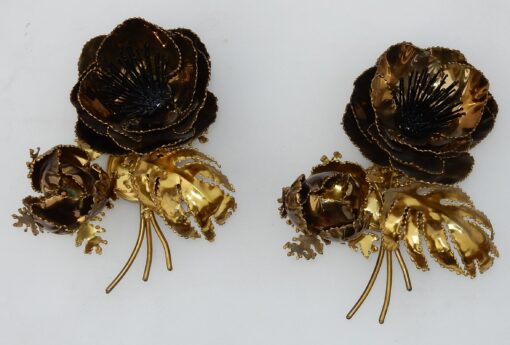 1970 ' Wall Lamp Pair Anemones Maison Jansen in Brass - Image 4