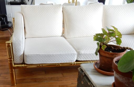 1970 'Sofa 3 Seater Maison Jansen Brass Model Bamboo - Image 8