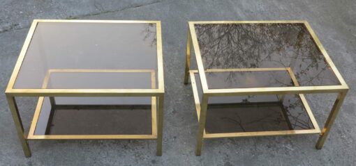 1970/80' Pair of End of Sofa with Tops in Smoked 70 X 60 cm
