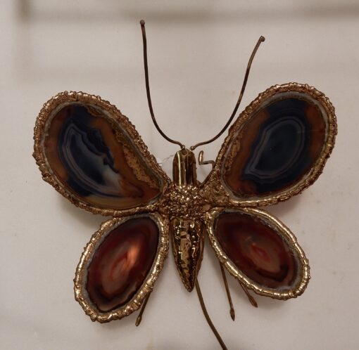 1970' Wall Lamp Butterfly Duval Brasseur With Wings Agates 30 X 30 CM