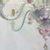 1950' Murano Chandelier Has 6 Blue Glass Lights Opalescent and Pink Molten Glass - Image 5