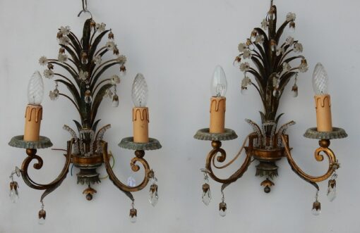 1950-1970 Pair of Sconces with Pinapple Leaves in the Style Maison Baguès
