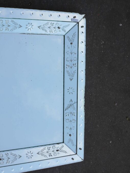 1950' Miroir venise rectangulaire à fleurs et bulles 81 x 62 cm – Image 7