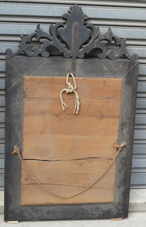 Miroir rectangle avec fronton et ovale en medaillon aux fleurs – Image 2