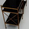 1950/70' Paire d'Étagères en Laiton à 3 Niveaux Maison Baguès Plateaux Opalines Noires – Image 5