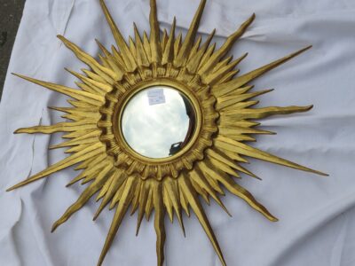 1950' Miroir soleil Convexe, bois doré 77