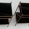 1950/70' Paire d'Étagères en Laiton à 3 Niveaux Maison Baguès Plateaux Opalines Noires – Image 4