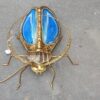 1970' Applique Scarabée  de Fernandez ou Duval Brasseur avec Ailes en Agate Bleue 30 X H 35 cm