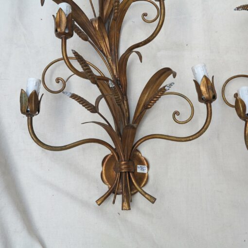 Paire d'Appliques Fer Doré Gerbe de Blé – Image 4