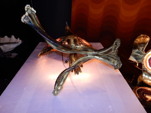 1970' Lampe a L Oiseau en Laiton Avec Agates Par Isabelle Faure – Image 7