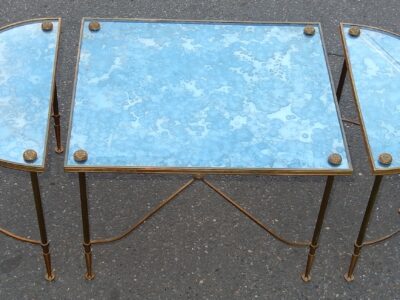 1950/70 Tripartite Table in Brass Style Maison Baguès